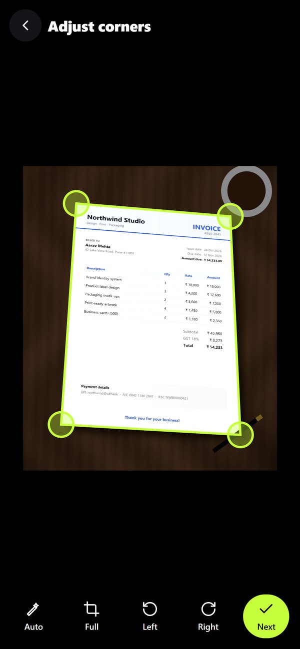 Automatic document edge detection